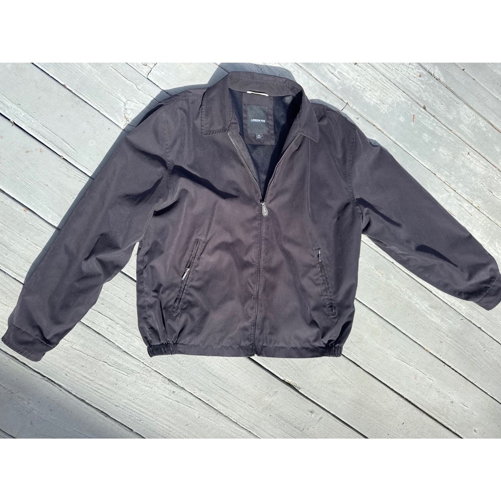 London Fog Men's Auburn Zip-Front Black‎ Golf Jacket | Classic Minimalist| M